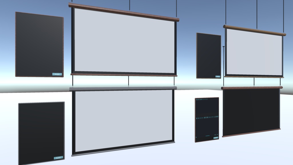 【iwaSync,YamaPlayer対応】吊り下げ収納型 湾曲スクリーン【VRChat】