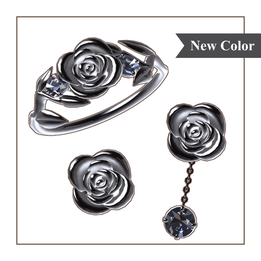 Rose ring & earrings