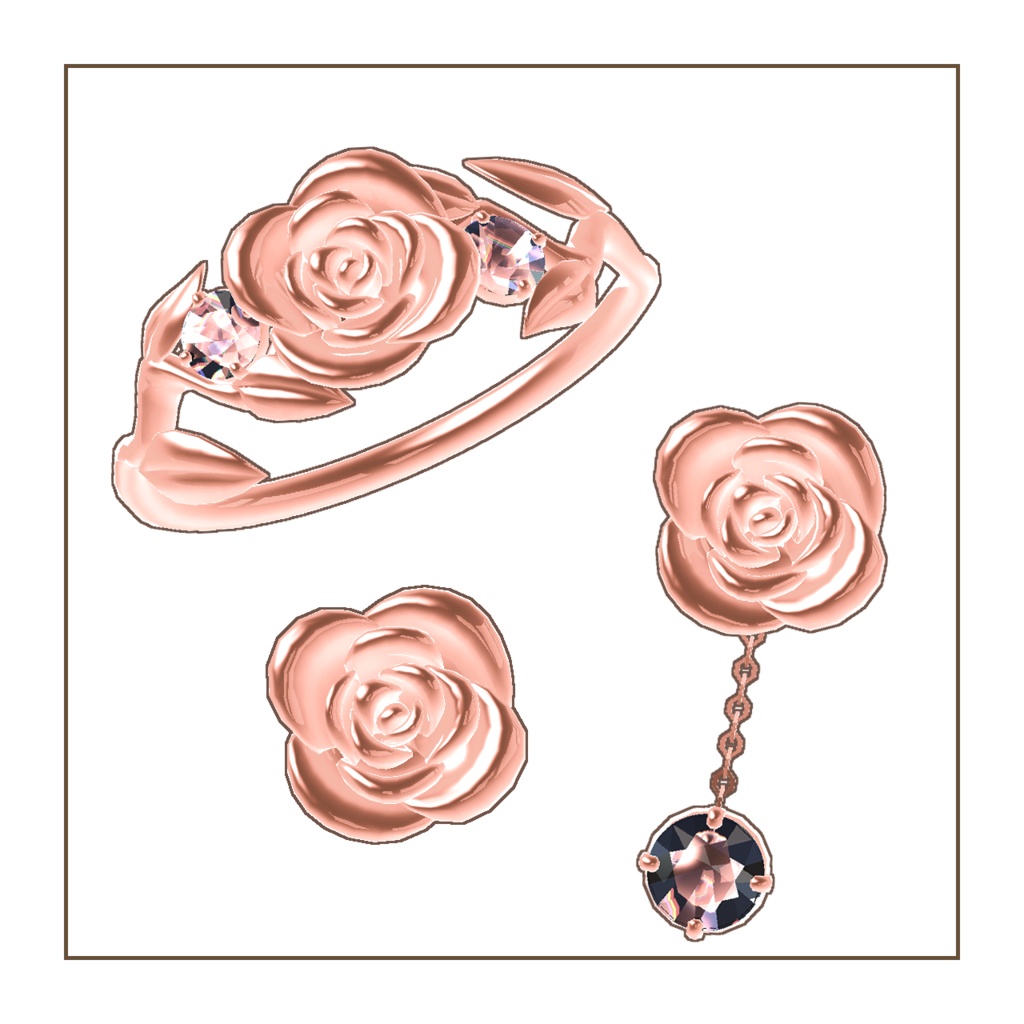 Rose ring & earrings