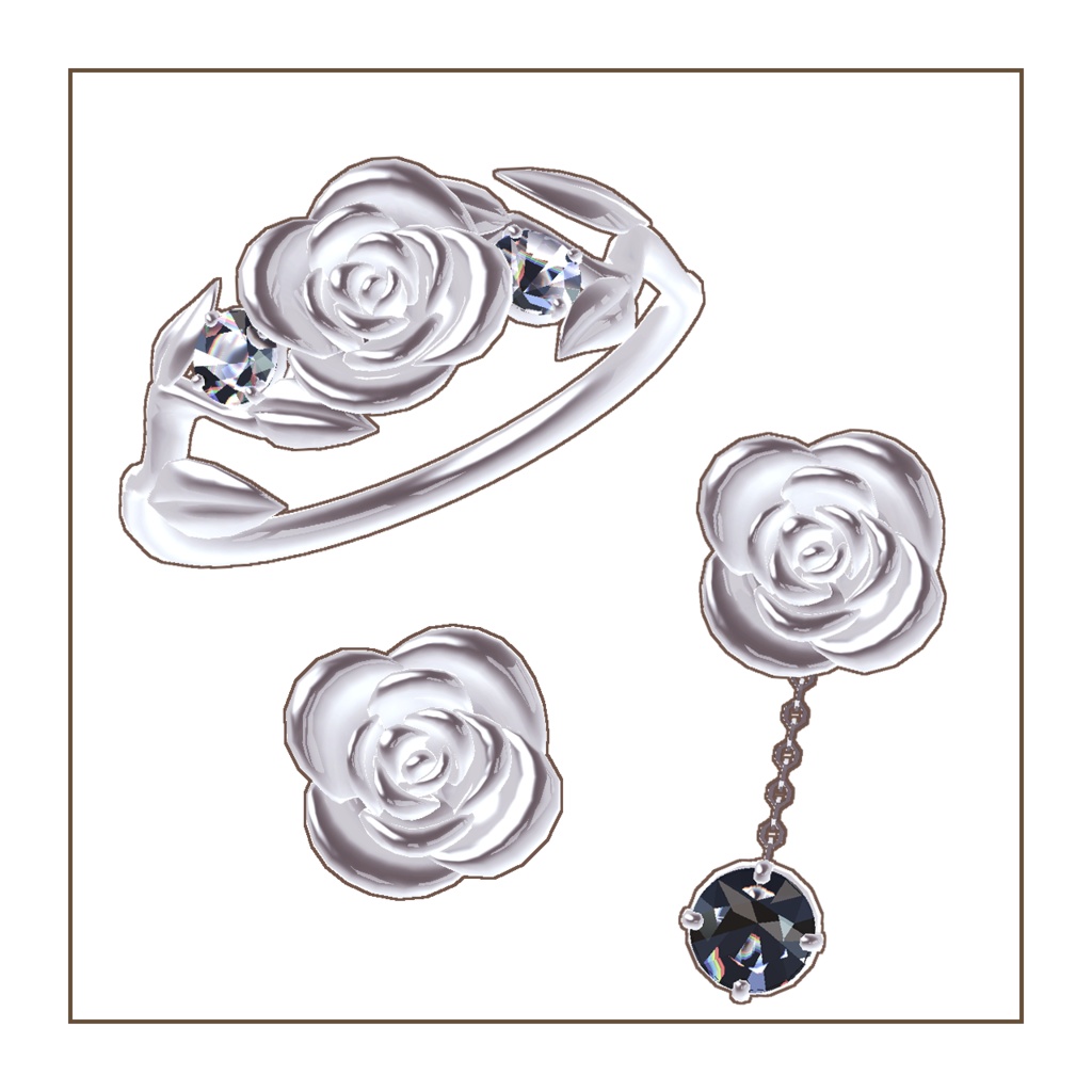 Rose ring & earrings