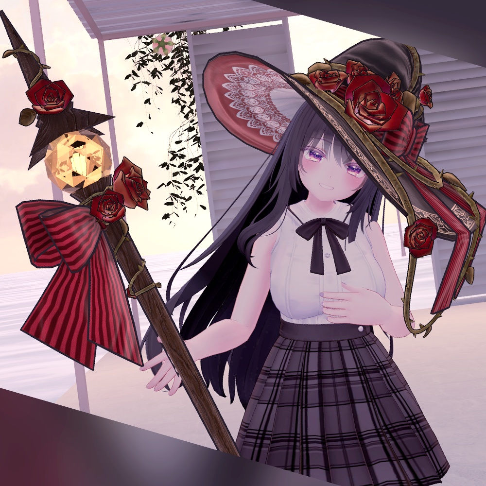 バラの魔女の帽子&魔法の杖 -Rose witch-