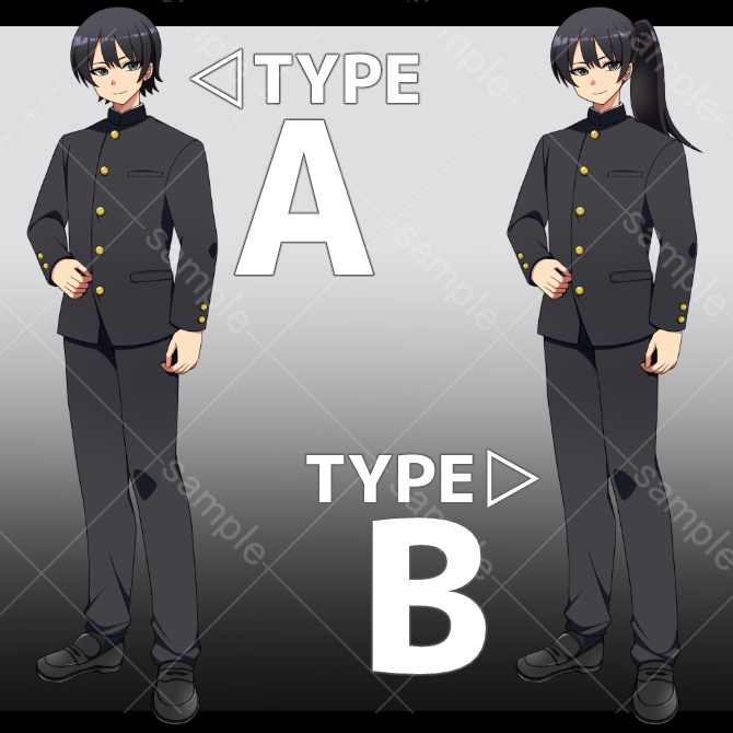 立ち絵素材_03【男子学生(制服/学ラン)】