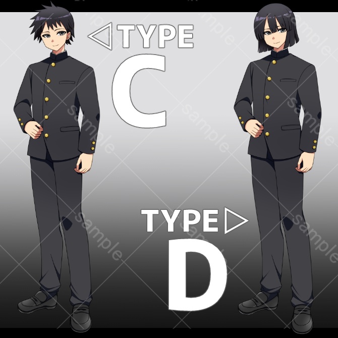 立ち絵素材_03【男子学生(制服/学ラン)】