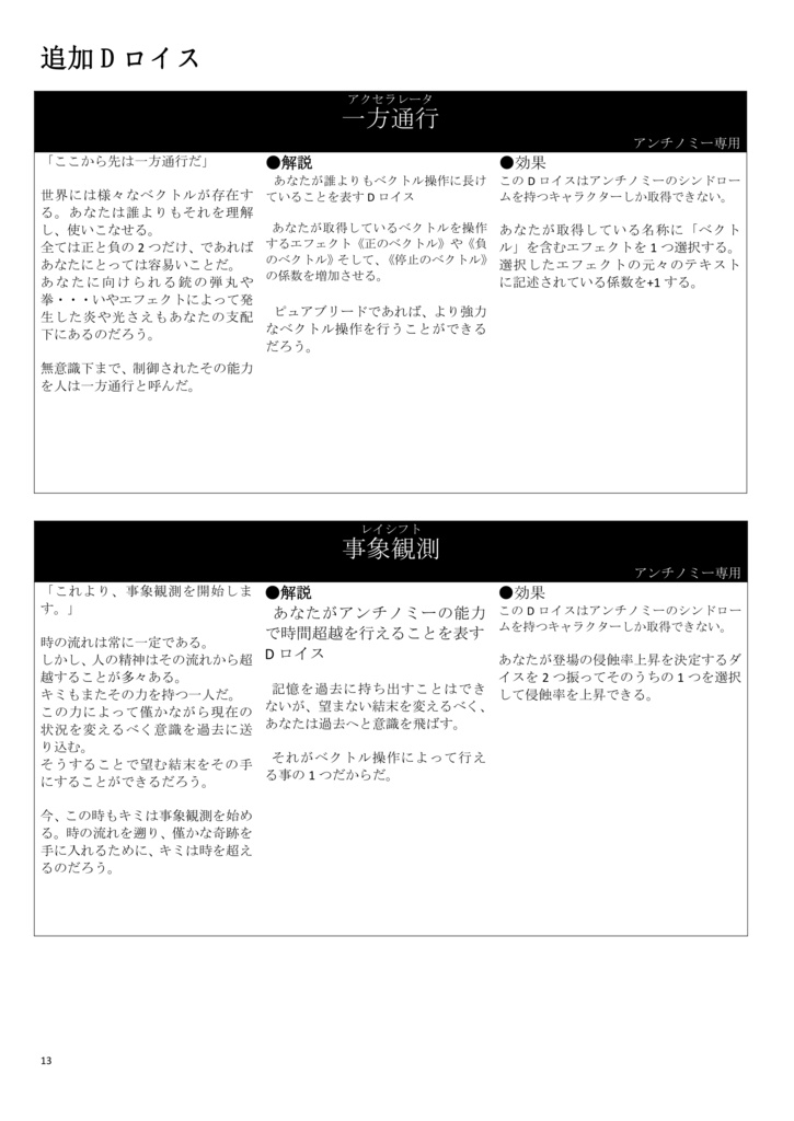 【ダブルクロス:オリジナルシンドローム】ダブルクロス非公式ルールブック コード:アンチノミー 【SPLL:E113070】