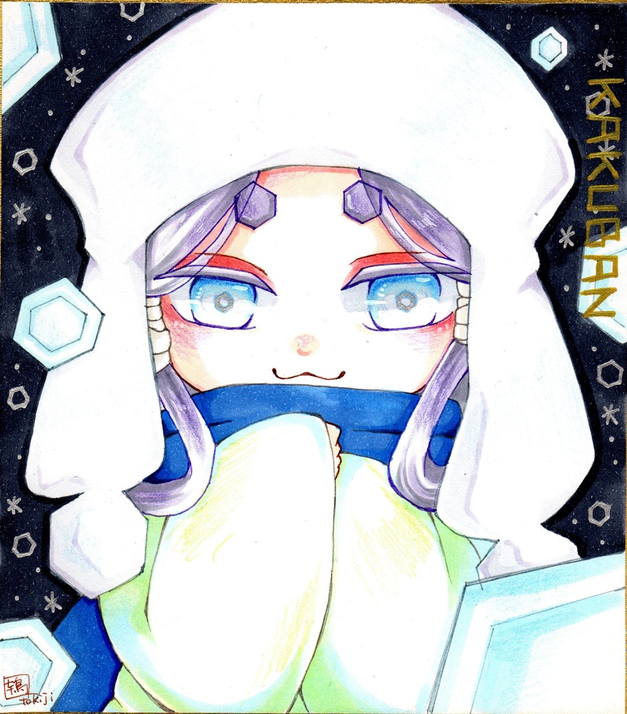 雪の結晶擬人化ミニ色紙