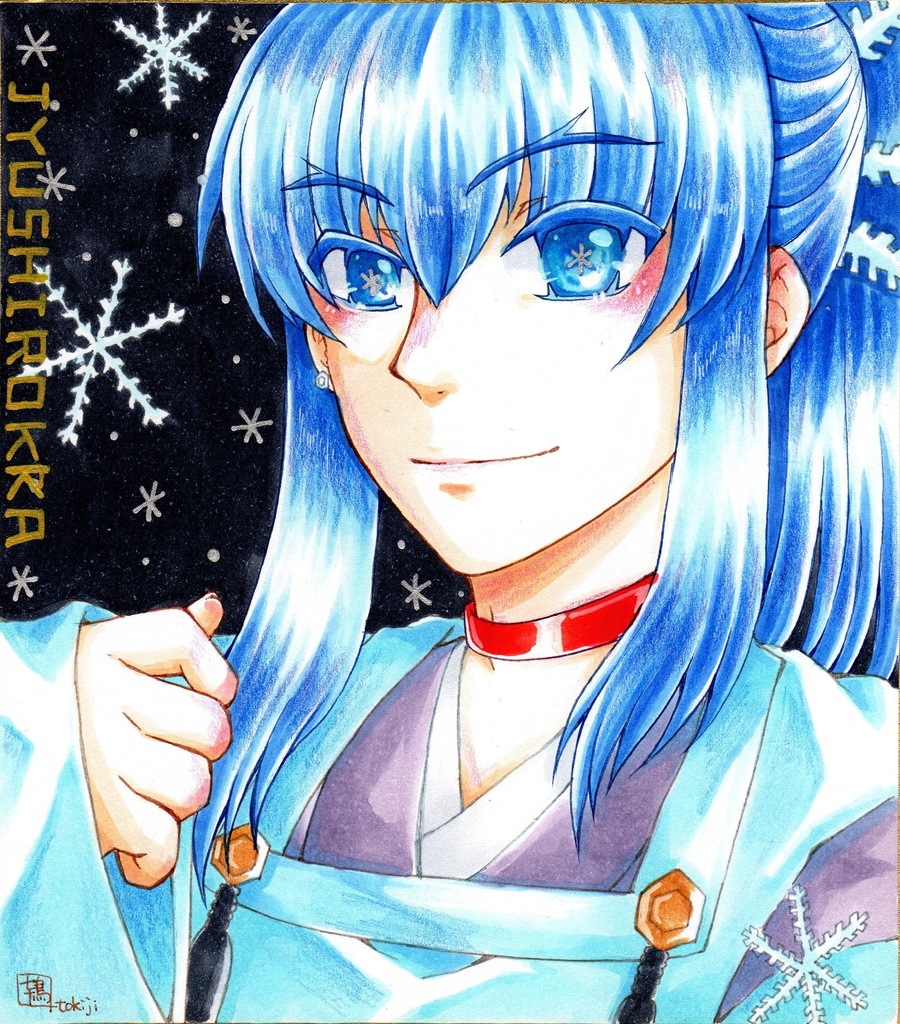 雪の結晶擬人化ミニ色紙