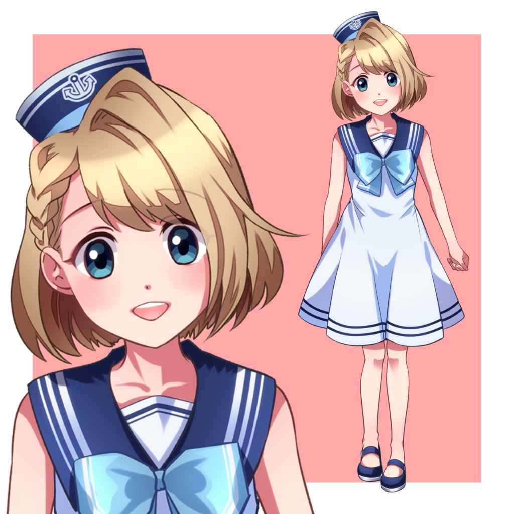 【一点もの・Vtuberキャラ販売】水兵少女【アイコンにも】【パーツ分けモデリング済・Live2D】