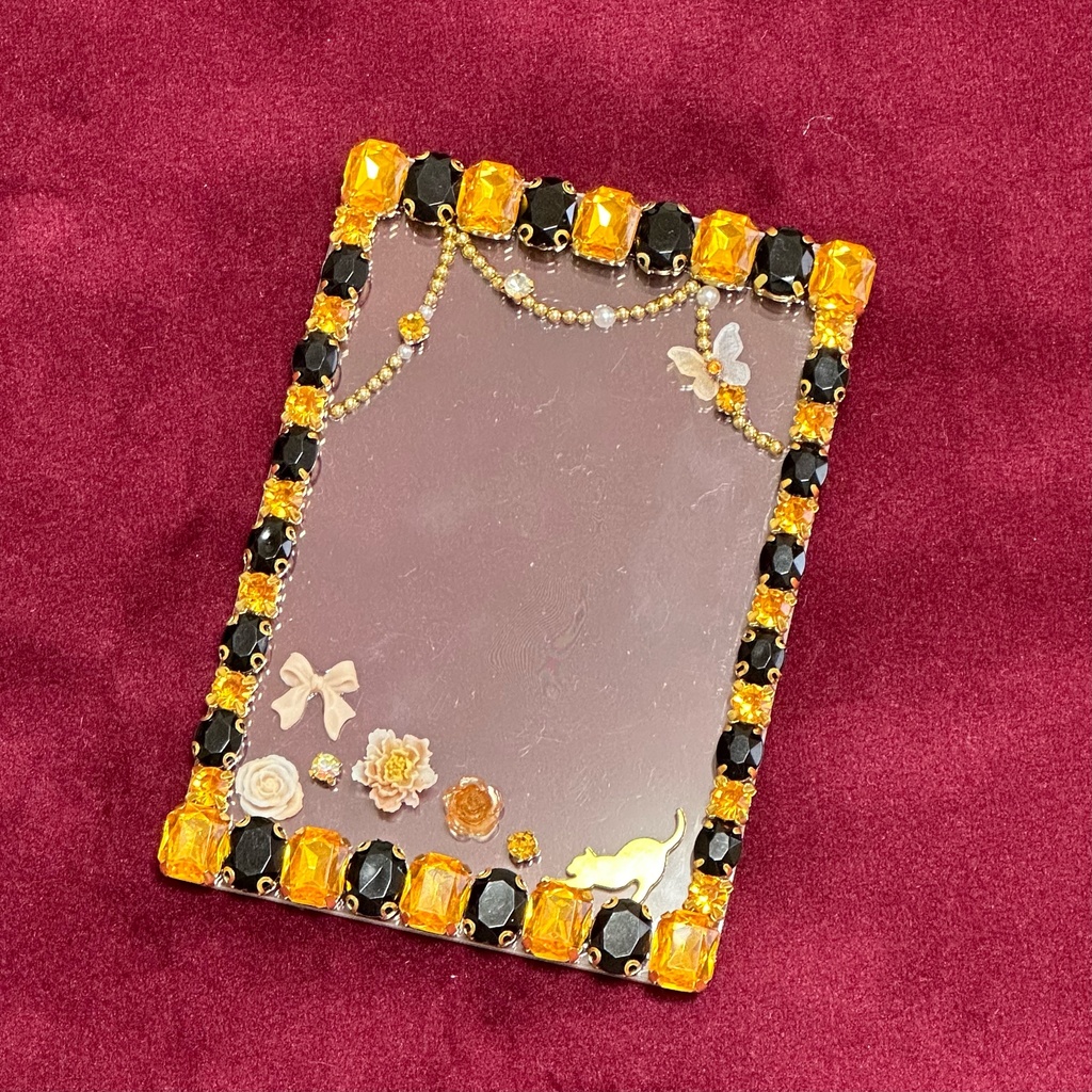 B8サイズ 硬質ケースデコ 黒×オレンジ