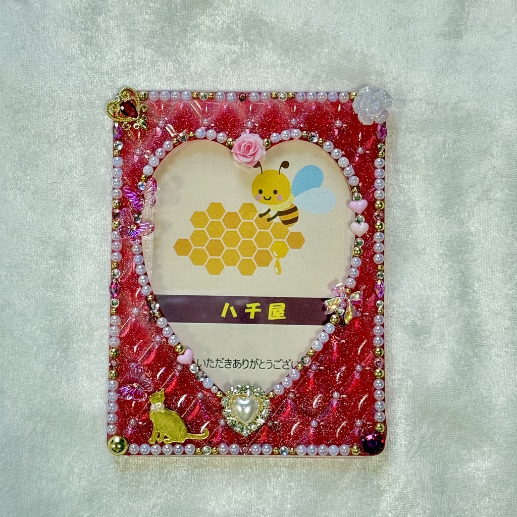 B8サイズ　硬質ケースデコ　ピンク系　ハートキルティング