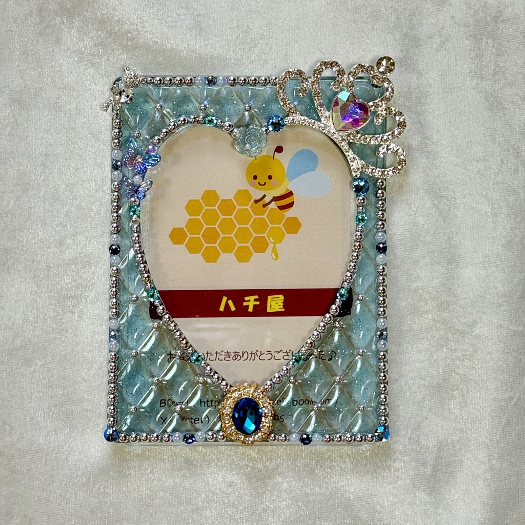 B8サイズ 硬質ケースデコ 水色系 ハートキルティング