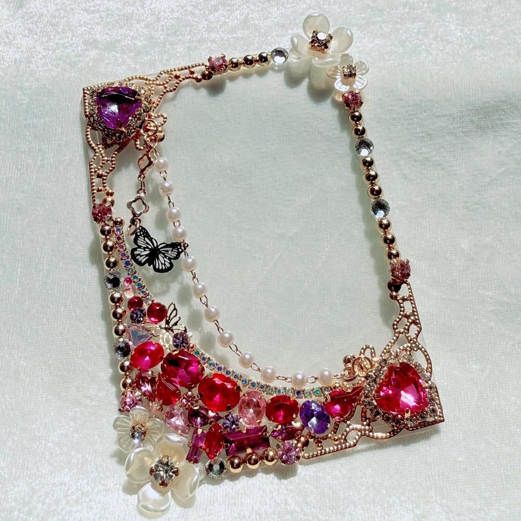 B8サイズ　硬質ケースデコ　ホットピンク（濃ピンク）系