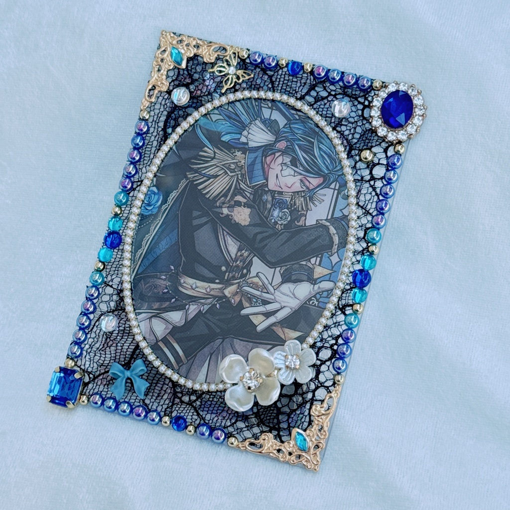 B8サイズ 硬質ケースデコ ブルー×ブラック ①