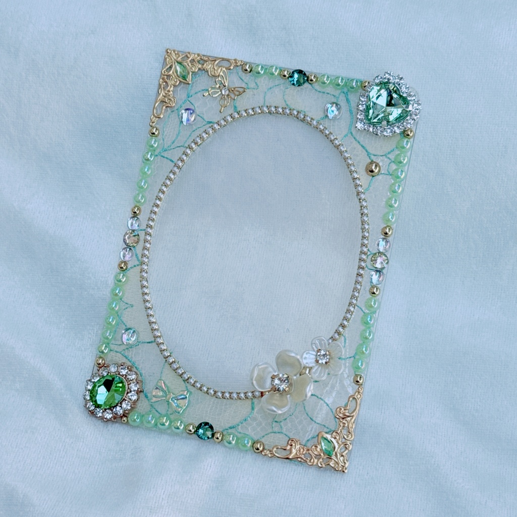 B8サイズ　硬質ケースデコ　イエローグリーン×ホワイト