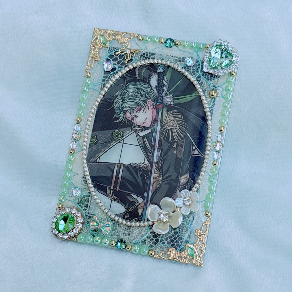 B8サイズ 硬質ケースデコ イエローグリーン×ホワイト