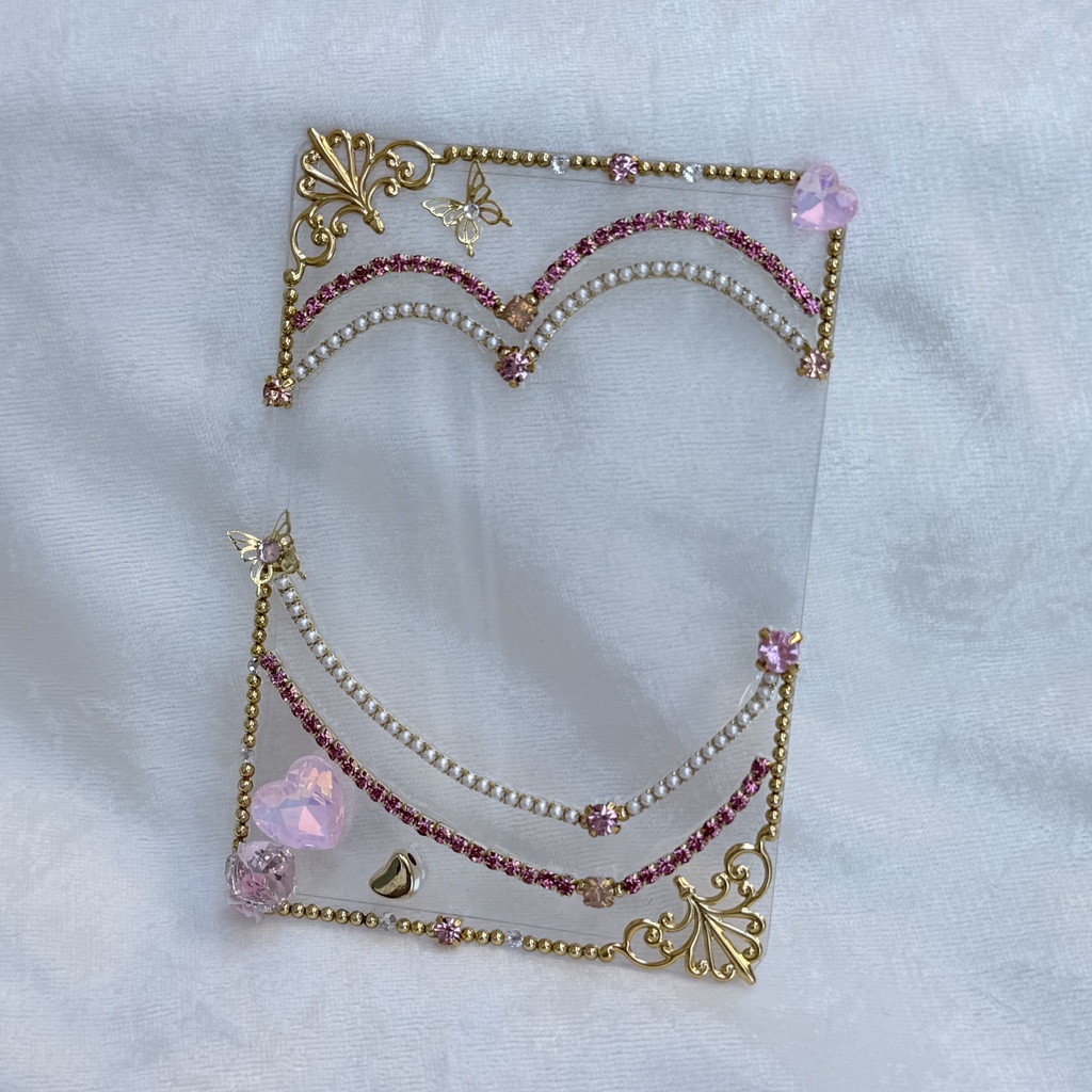 B8サイズ 硬質ケースデコ ハート ピンク(桃)系