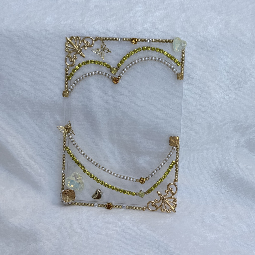 B8サイズ 硬質ケースデコ ハート イエロー(黄色)系