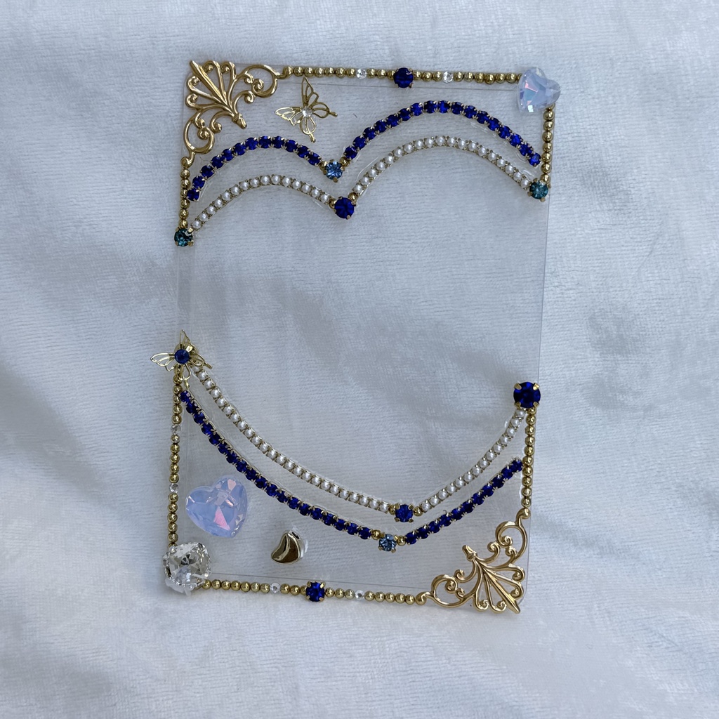 B8サイズ 硬質ケースデコ ハート ブルー(青)系