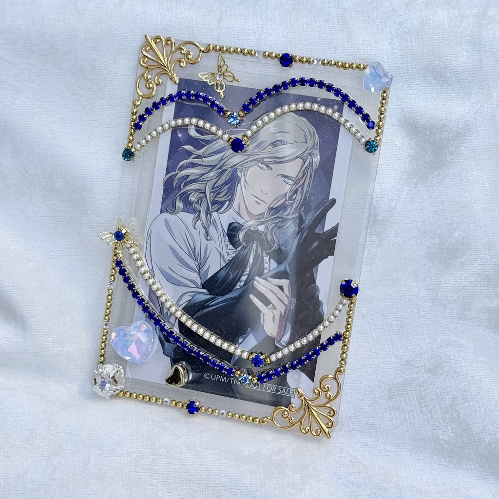 B8サイズ 硬質ケースデコ ハート ブルー(青)系