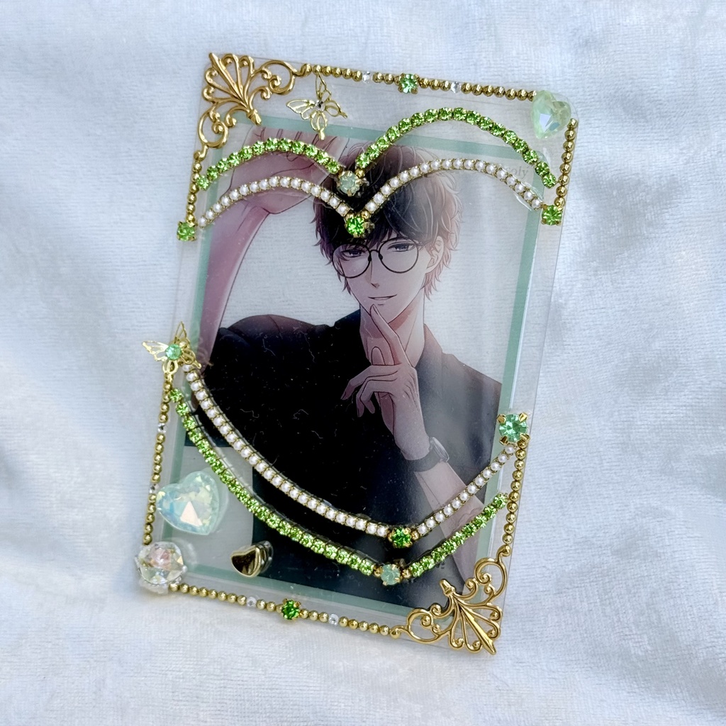 B8サイズ 硬質ケースデコ ハート ライトグリーン(黄緑)系