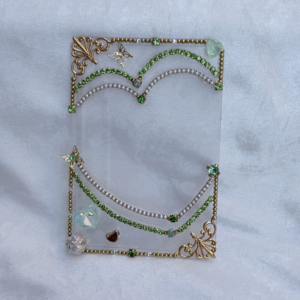 B8サイズ 硬質ケースデコ ハート ライトグリーン(黄緑)系