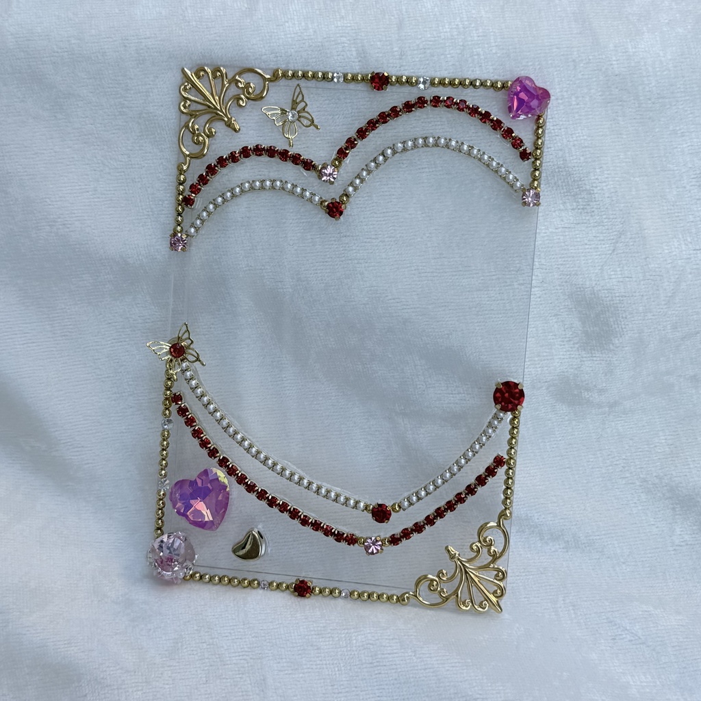 B8サイズ 硬質ケースデコ ハート レッド(赤)系