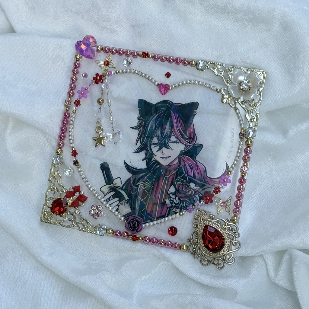 コースターサイズ 硬質ケースデコ ハート レッド(赤)系