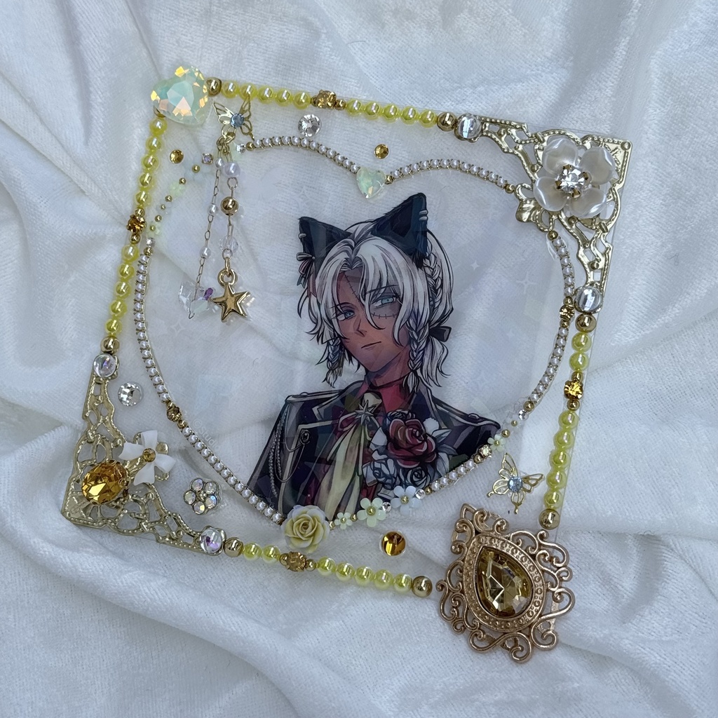 コースターサイズ 硬質ケースデコ ハート イエロー(黄色)系