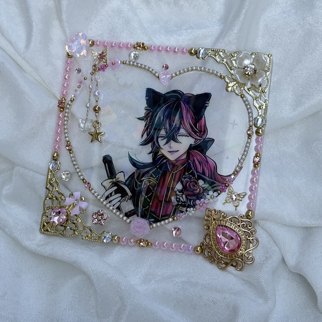 コースターサイズ 硬質ケースデコ ハート 薄ピンク(桃色)系