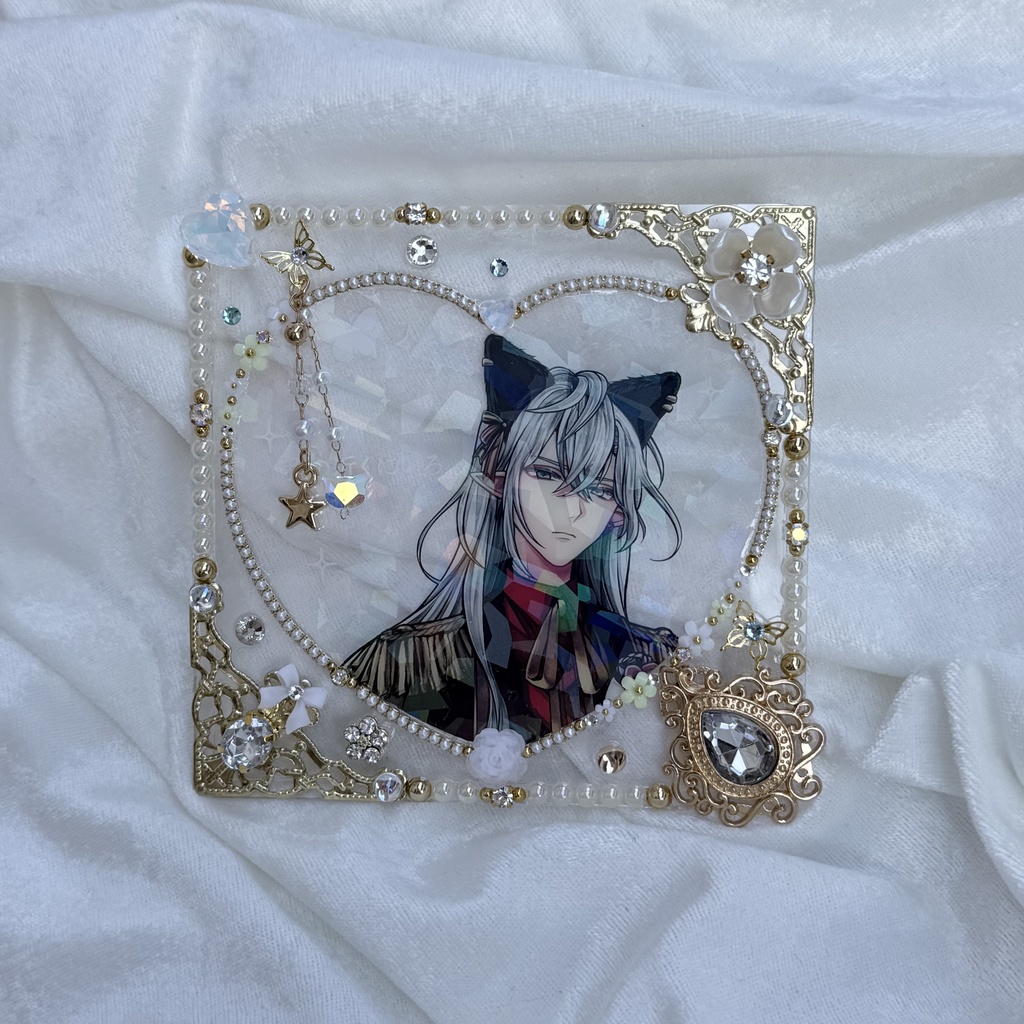 コースターサイズ 硬質ケースデコ ハート ホワイト(白)系