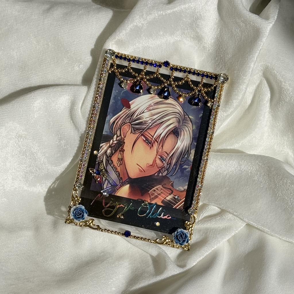 B8サイズ 硬質ケースデコ レース ブルー(青)系