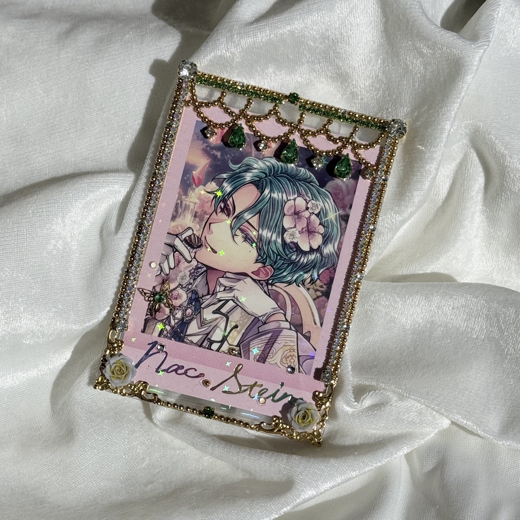 B8サイズ 硬質ケースデコ レース グリーン(緑)系