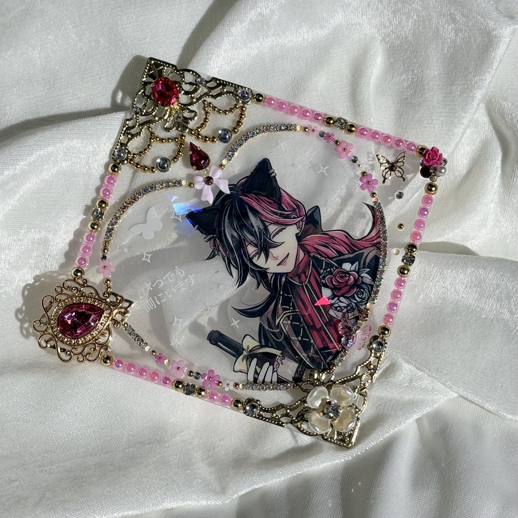 コースターサイズ 硬質ケースデコ ハート ピンク(桃)系