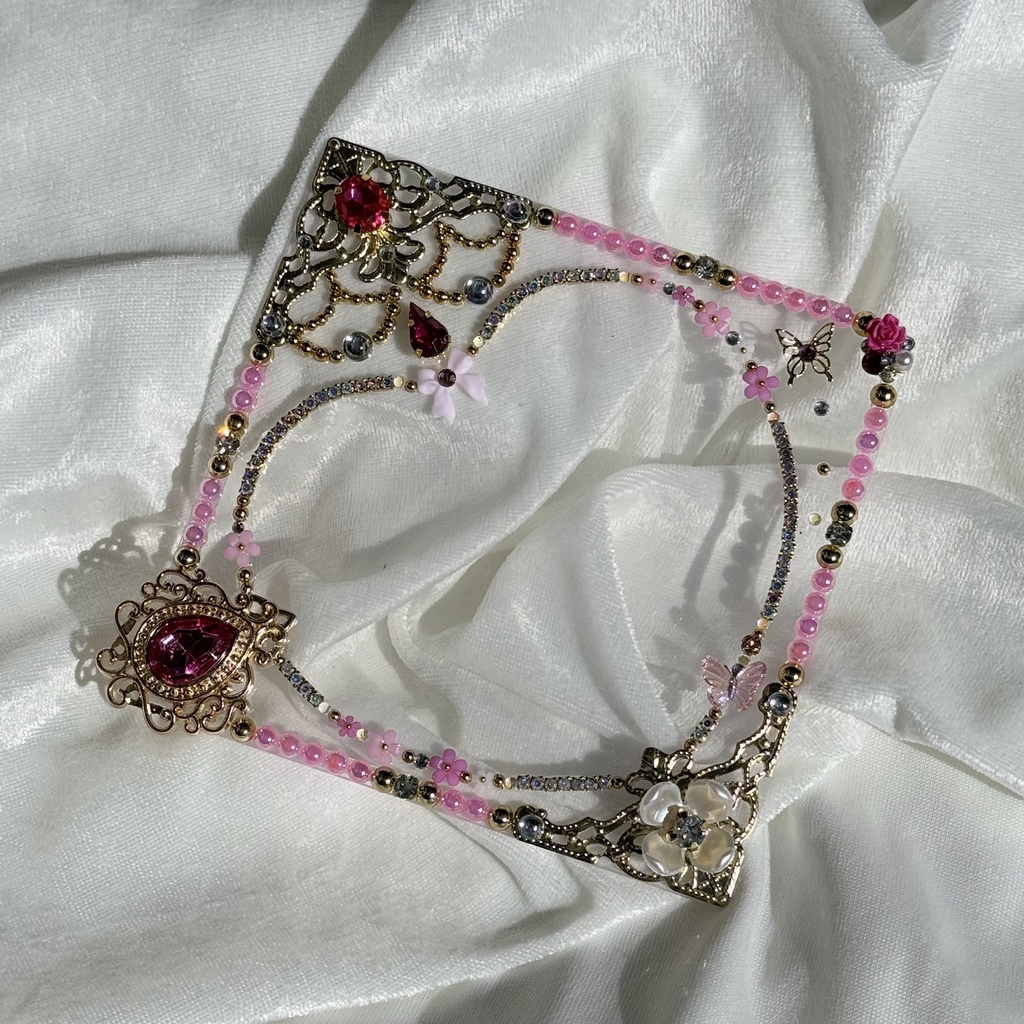 コースターサイズ　硬質ケースデコ　ハート　ピンク（桃）系