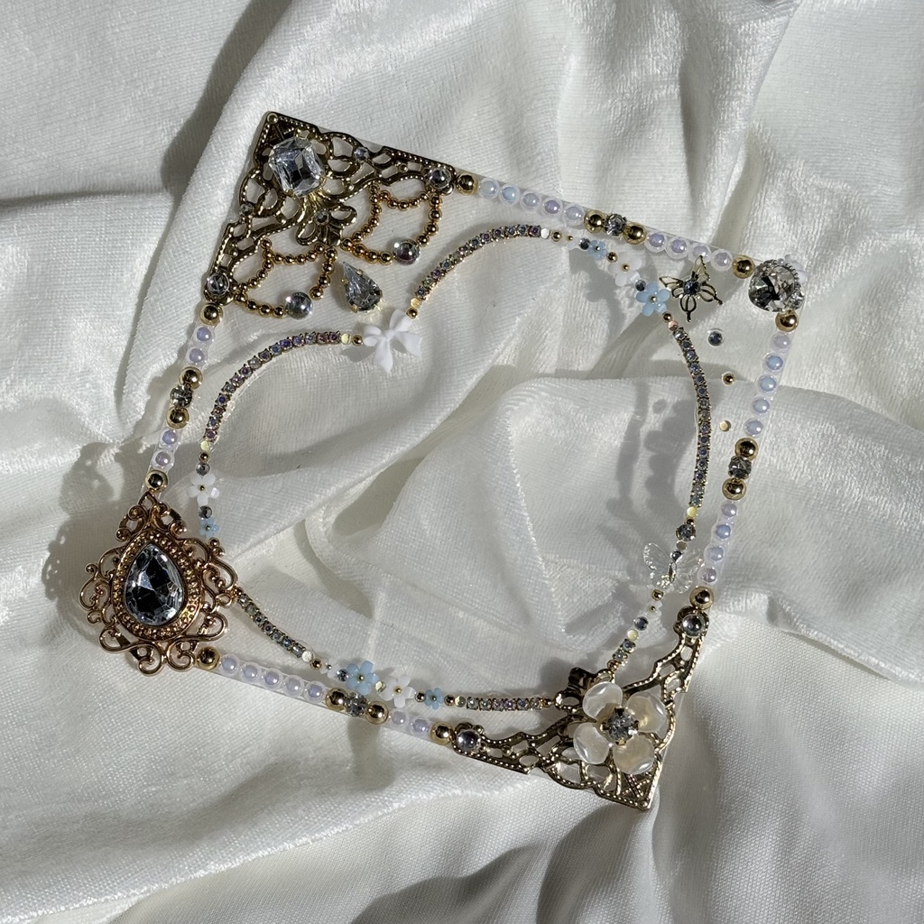 コースターサイズ 硬質ケースデコ ハート ホワイト(白)系