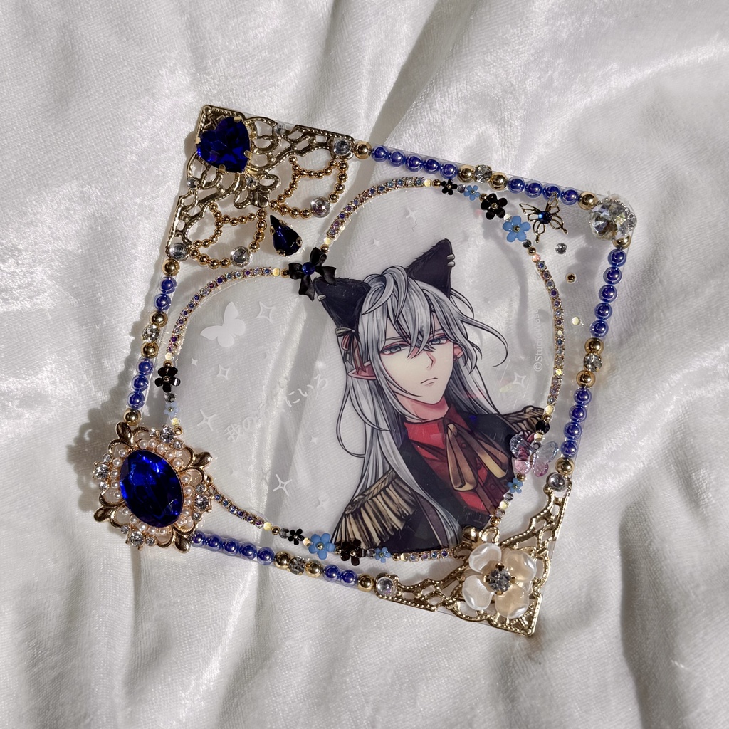 コースターサイズ 硬質ケースデコ ハート ブルー(青)系