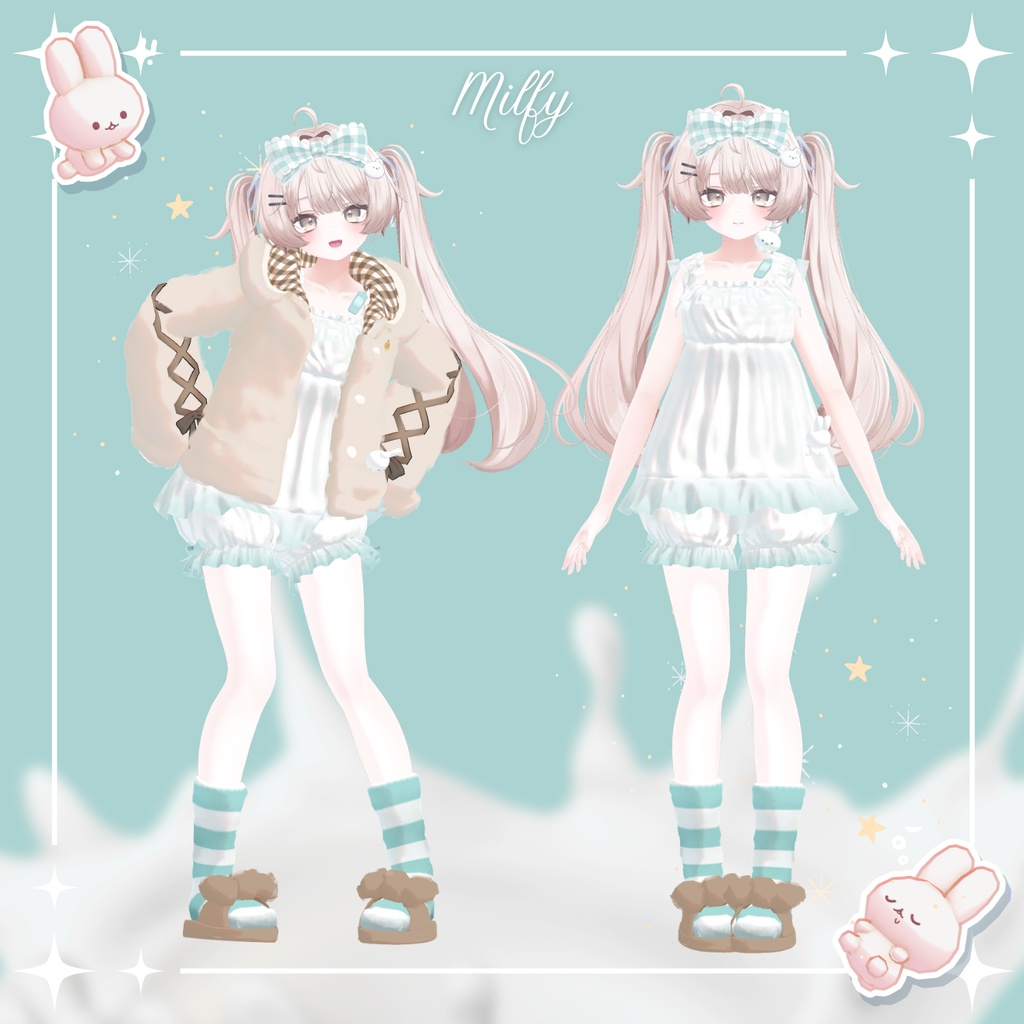 【3/22まで45%OFF】Milk Bunny Hug Time【VRC対応衣装】