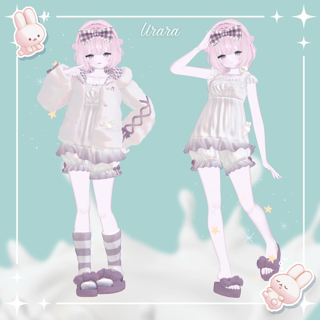 【38アバター対応】Milk Bunny Hug Time【VRC想定衣装】