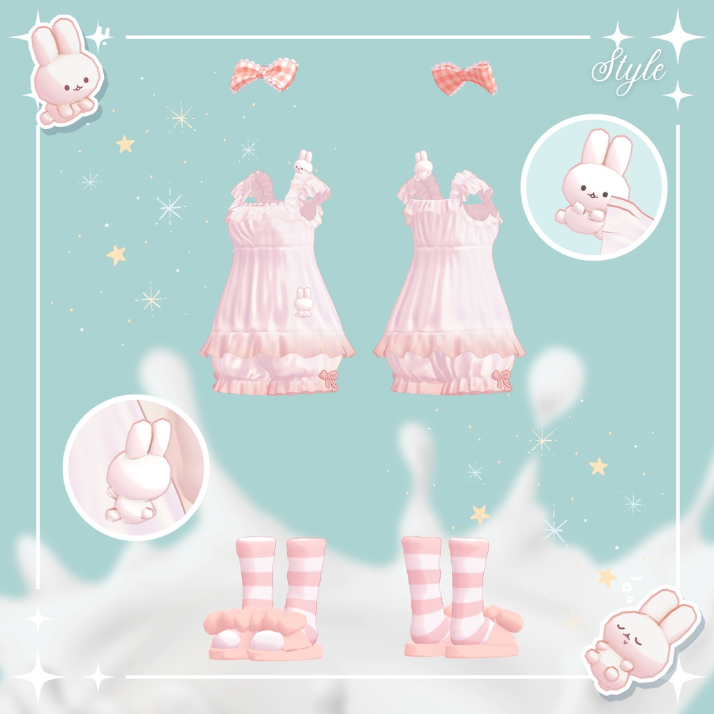 【3/22まで45%OFF】Milk Bunny Hug Time【VRC対応衣装】