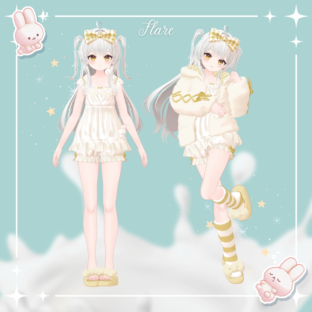 【32アバター対応】Milk Bunny Hug Time【VRC想定衣装】