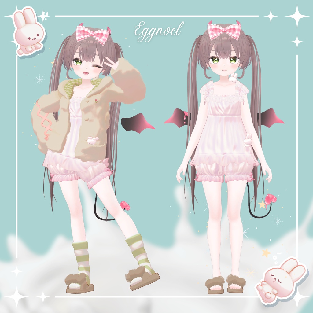 【37アバター対応】Milk Bunny Hug Time【VRC想定衣装】
