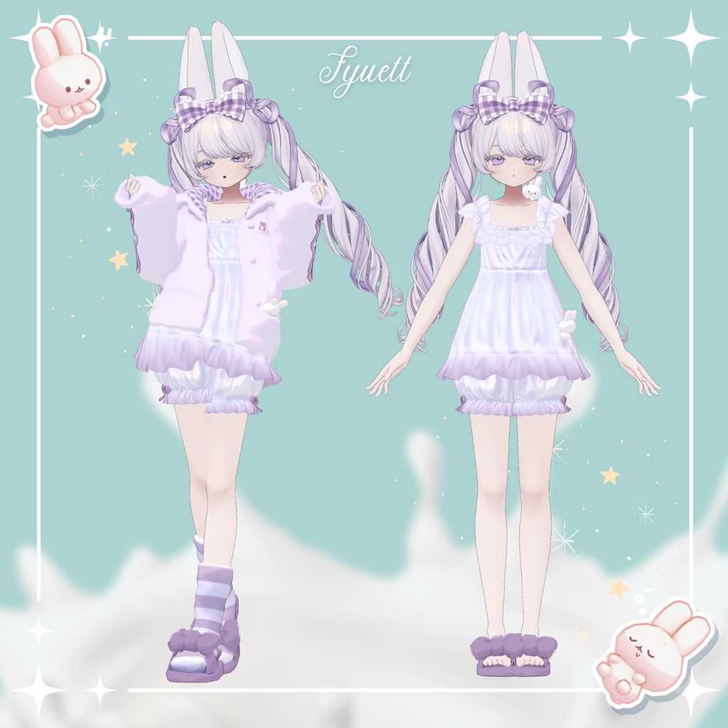 【35アバター対応】Milk Bunny Hug Time【VRC想定衣装】