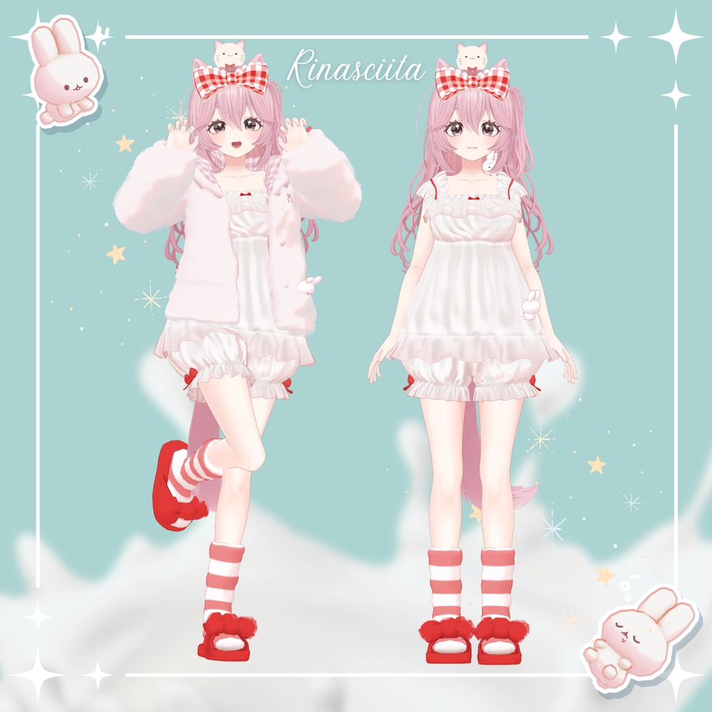 【26アバター対応】Milk Bunny Hug Time【VRC想定衣装】