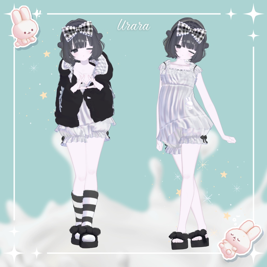 【38アバター対応】Milk Bunny Hug Time【VRC想定衣装】