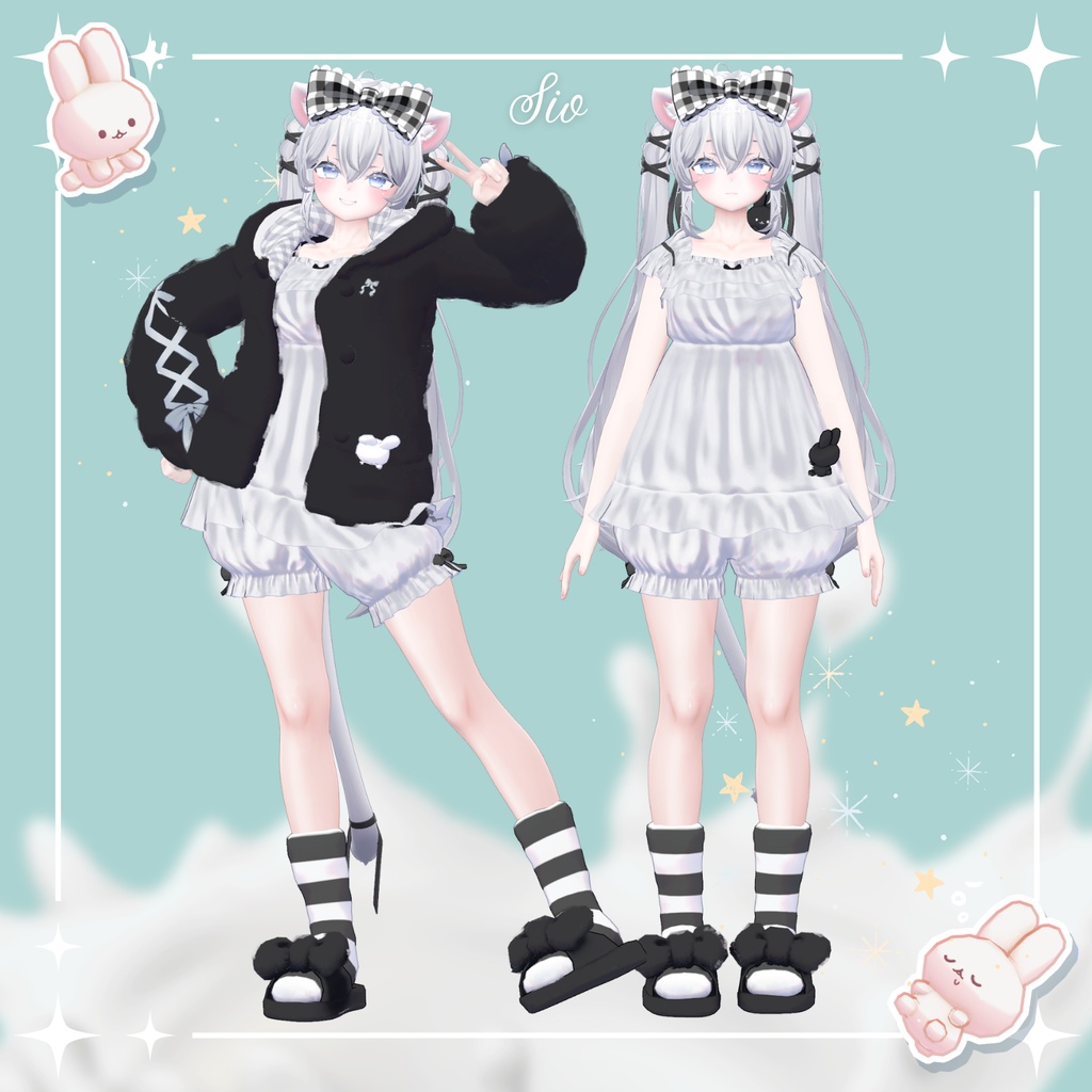 【26アバター対応】Milk Bunny Hug Time【VRC想定衣装】