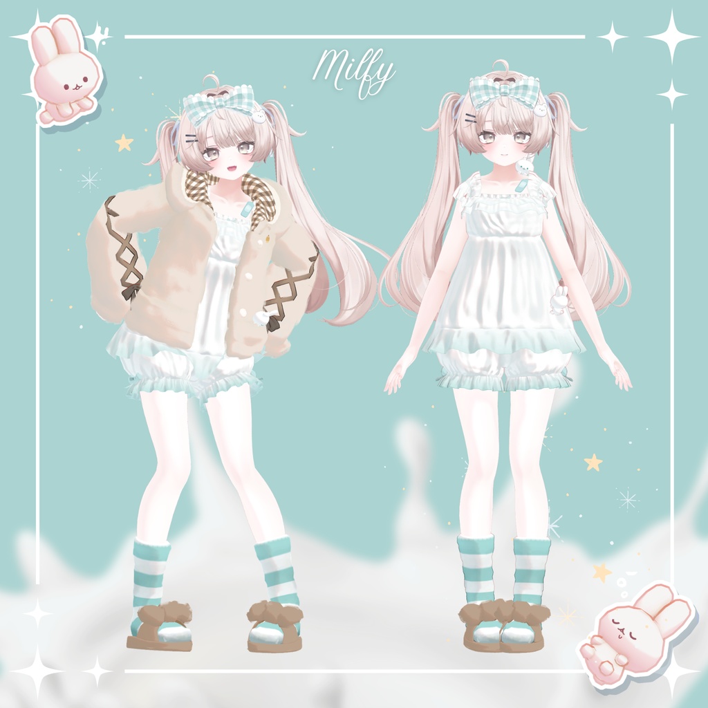 【3/22まで45%OFF】Milk Bunny Hug Time【VRC対応衣装】