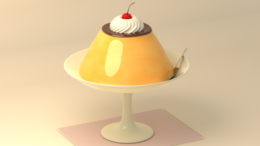 【Blendeファイル】特大プリン