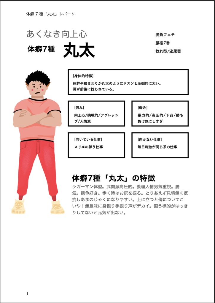 【PDF】体癖 7 種 を徹底解説!まるまるレポート (ダウンロード版)
