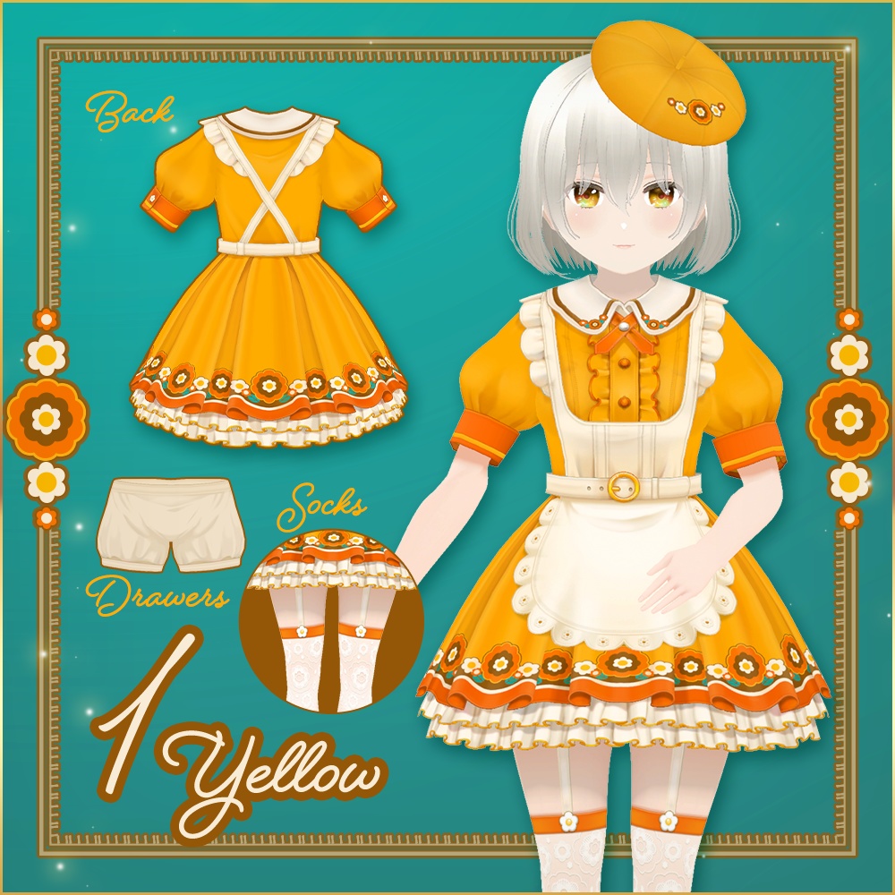 全5色|喫茶レトロポップの給仕服|Retro pop waiter uniform|#VRoid #NEOKET5