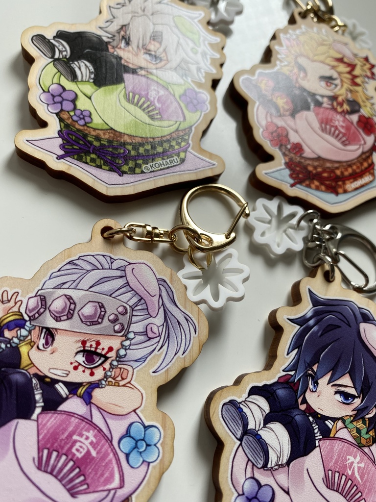 👹和けぇきウッドキーホルダー