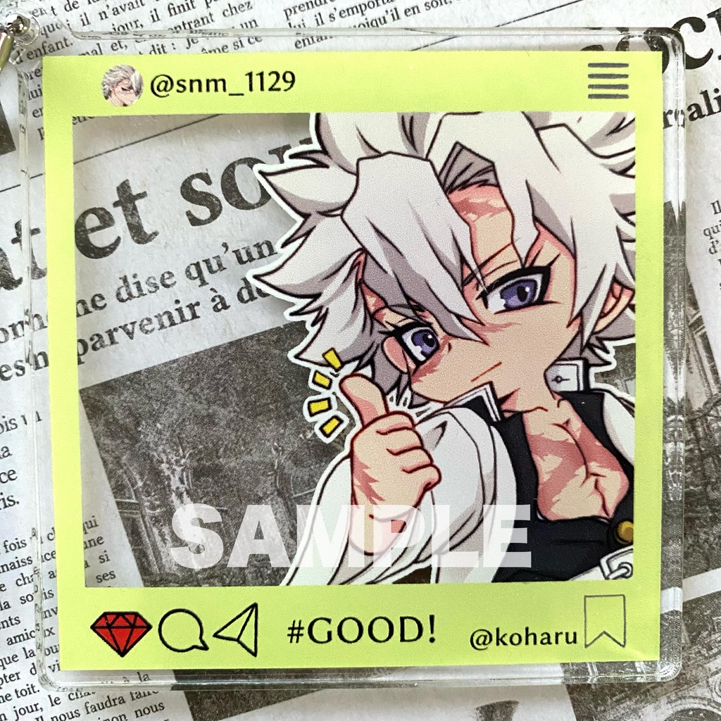 🍃と🌊のSNS風アクリルチャーム